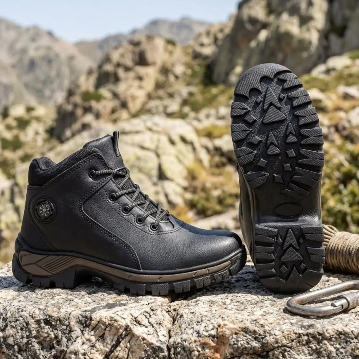 Bota Masculino Tática Aventura Couro Sola Tratorada Confort
