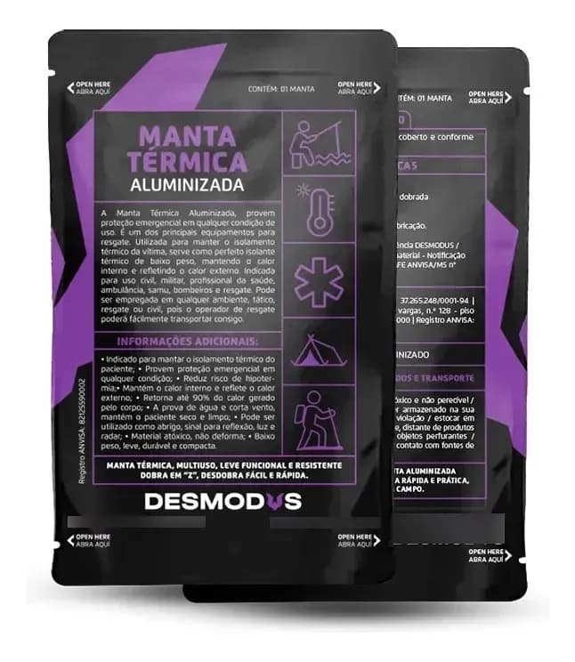 Manta Termica Aluminizada Desmodus Dobra Em Z Á Vacúo