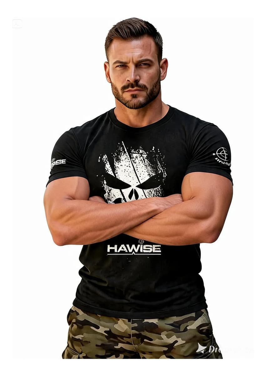 Camiseta Tática Militar Caveira Justiceiro Masculina Cac