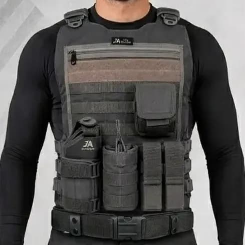 Capa De Colete Ja3 Modular Resistência Conforto Tática Sp Cinza-escuro P 5 Peças