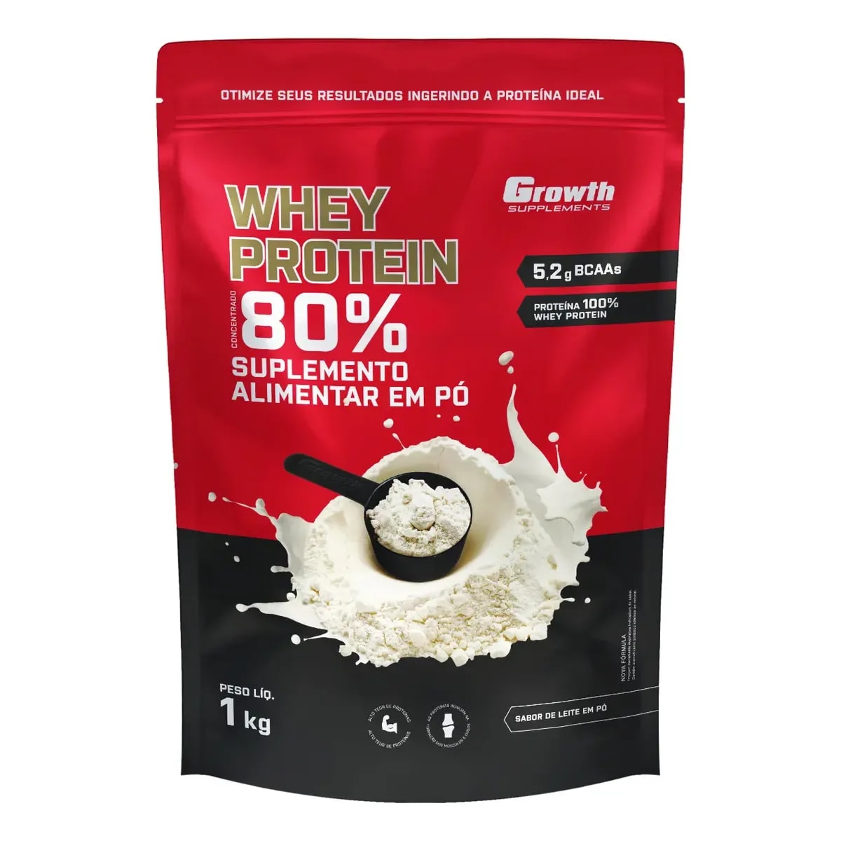 Proteína Growth Supplements Whey concentrado em pó sabor Leite em Pó x 1kg