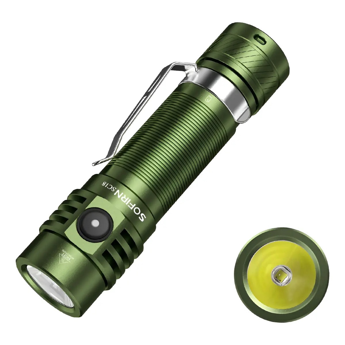 Lanterna Sofirn Sc18, 1800 Lm, Edc, recarregável, lanterna 186, luz verde 6000-6500k